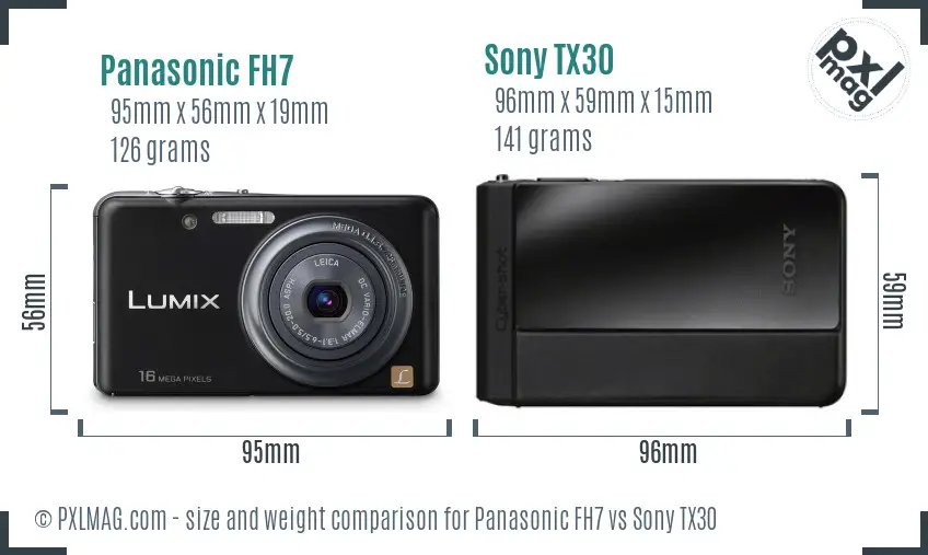 Panasonic FH7 vs Sony TX30 size comparison