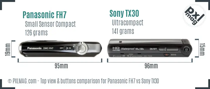 Panasonic FH7 vs Sony TX30 top view buttons comparison