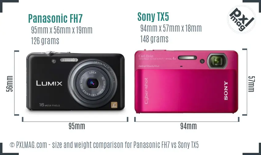 Panasonic FH7 vs Sony TX5 size comparison