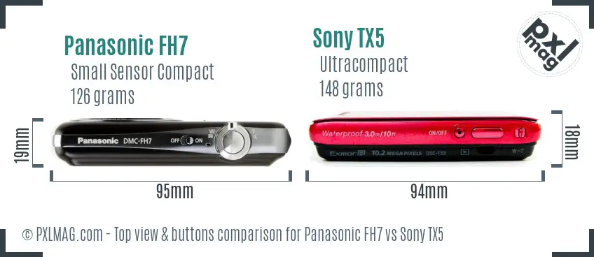 Panasonic FH7 vs Sony TX5 top view buttons comparison