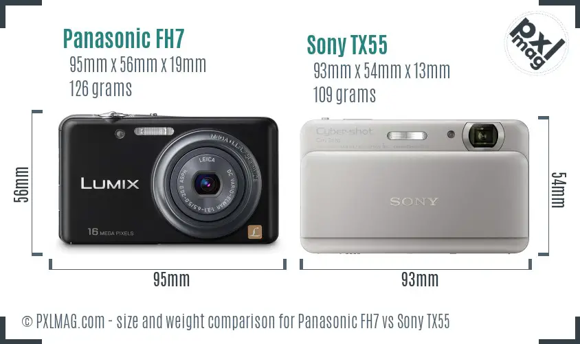 Panasonic FH7 vs Sony TX55 size comparison