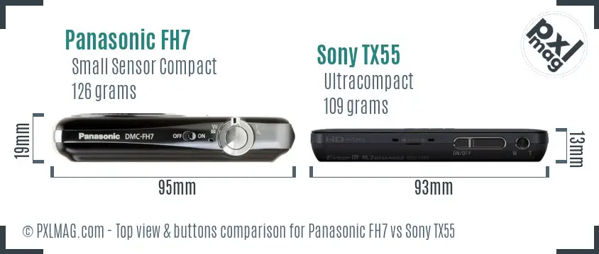 Panasonic FH7 vs Sony TX55 top view buttons comparison