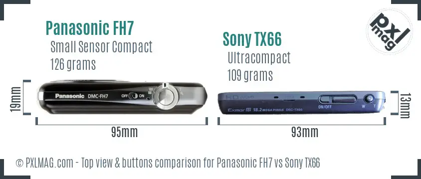 Panasonic FH7 vs Sony TX66 top view buttons comparison