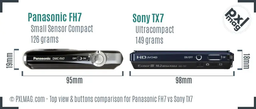 Panasonic FH7 vs Sony TX7 top view buttons comparison Panasonic FH7 vs Sony TX7 top view buttons comparison