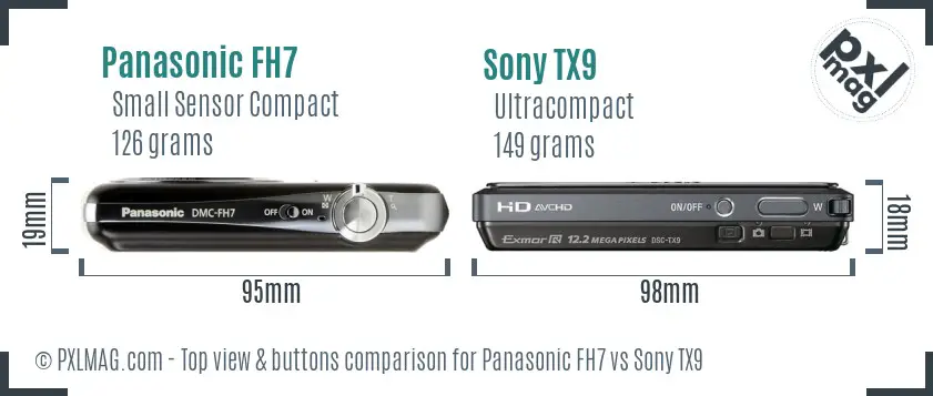 Panasonic FH7 vs Sony TX9 top view buttons comparison