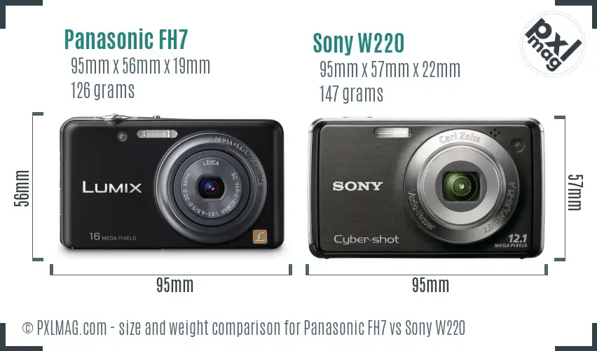 Panasonic FH7 vs Sony W220 size comparison Panasonic FH7 vs Sony W220 size comparison