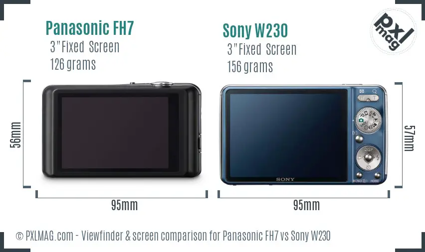 Panasonic FH7 vs Sony W230 Screen and Viewfinder comparison