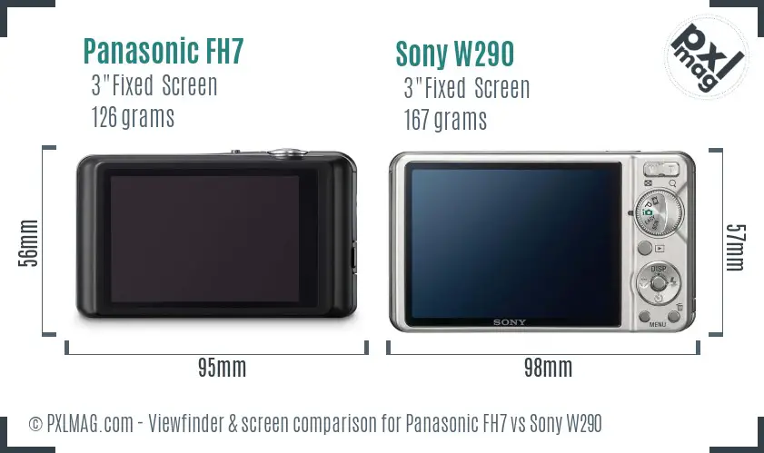Panasonic FH7 vs Sony W290 Screen and Viewfinder comparison