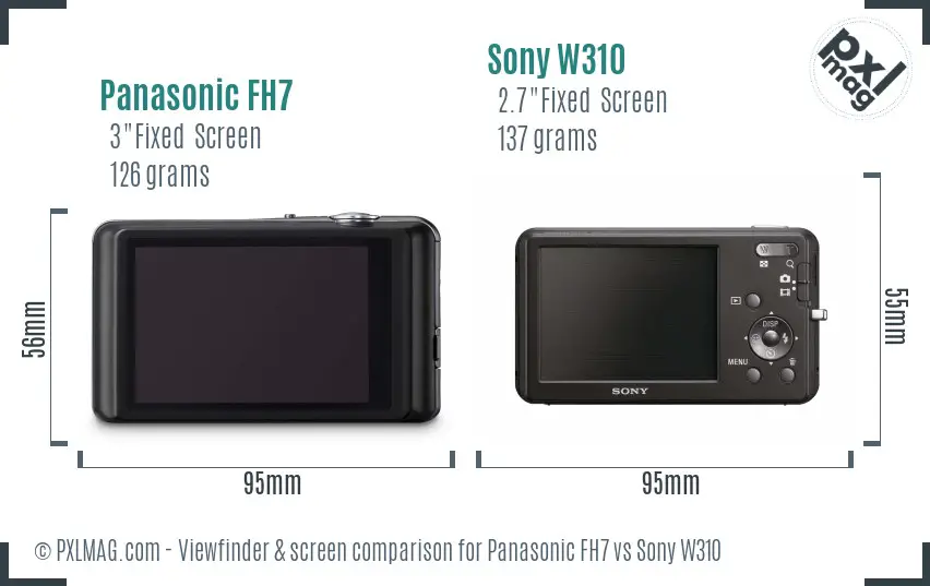 Panasonic FH7 vs Sony W310 Screen and Viewfinder comparison