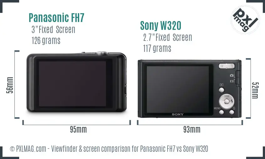 Panasonic FH7 vs Sony W320 Screen and Viewfinder comparison