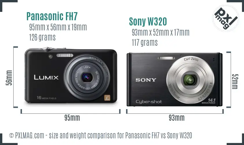 Panasonic FH7 vs Sony W320 size comparison
