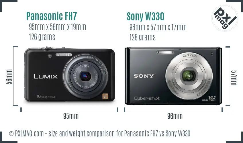 Panasonic FH7 vs Sony W330 size comparison