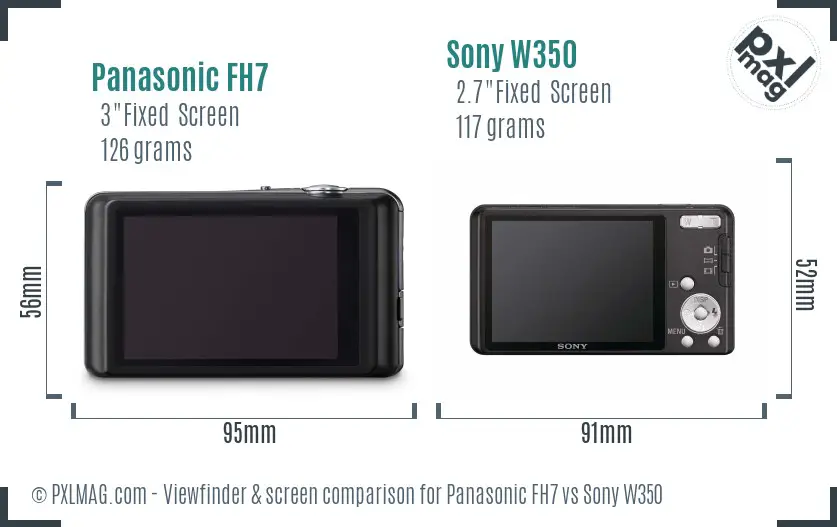 Panasonic FH7 vs Sony W350 Screen and Viewfinder comparison