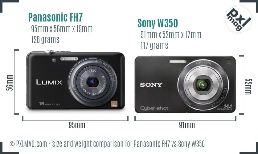 Panasonic FH7 vs Sony W350 size comparison