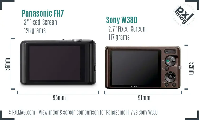 Panasonic FH7 vs Sony W380 Screen and Viewfinder comparison