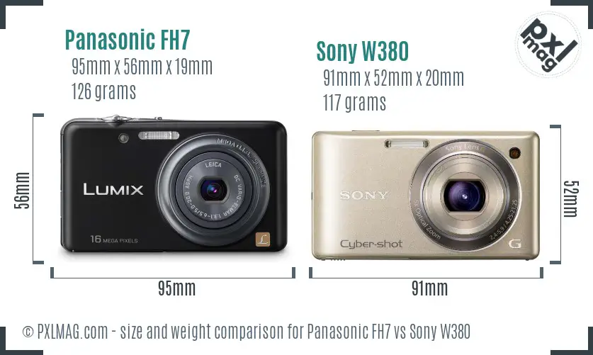 Panasonic FH7 vs Sony W380 size comparison