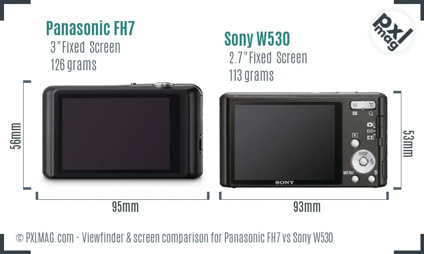 Panasonic FH7 vs Sony W530 Screen and Viewfinder comparison