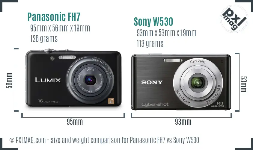 Panasonic FH7 vs Sony W530 size comparison