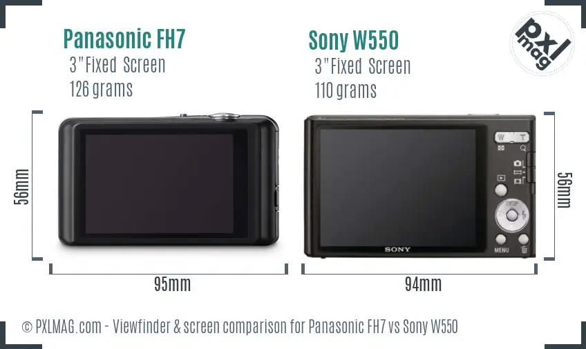 Panasonic FH7 vs Sony W550 Screen and Viewfinder comparison