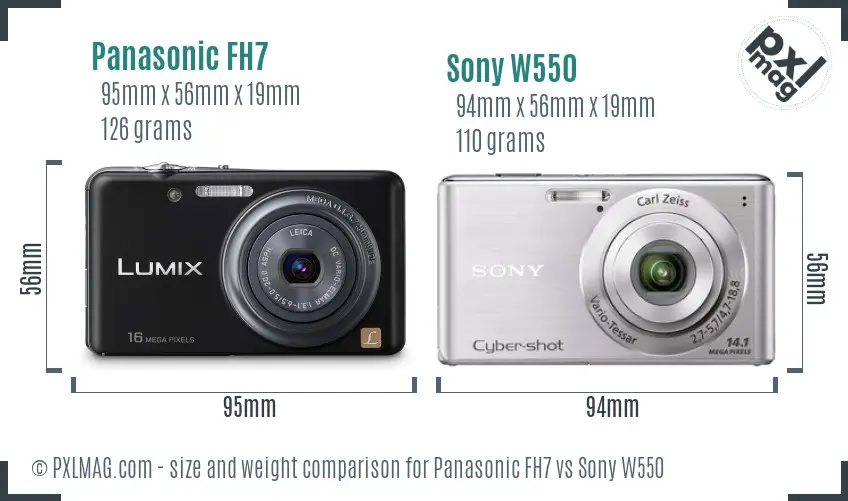 Panasonic FH7 vs Sony W550 size comparison