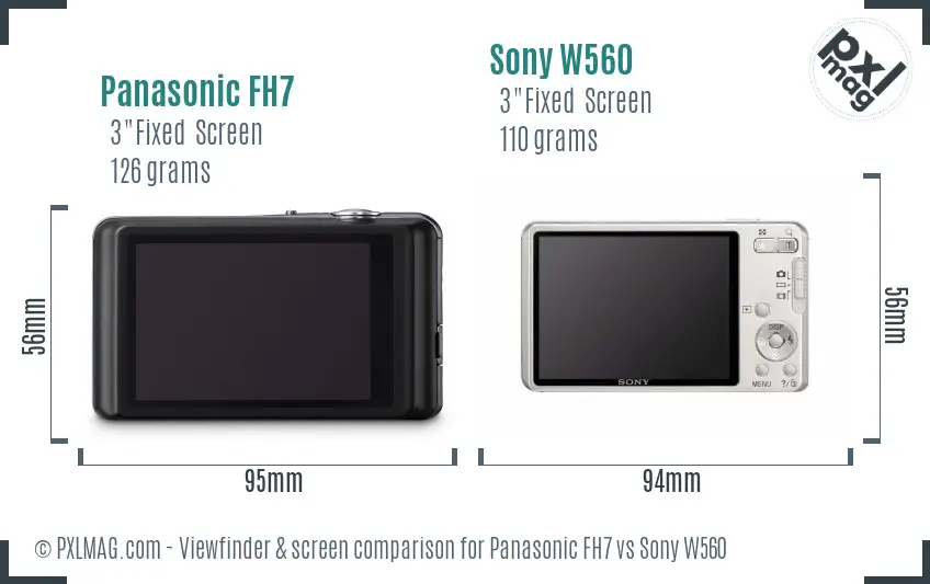 Panasonic FH7 vs Sony W560 Screen and Viewfinder comparison