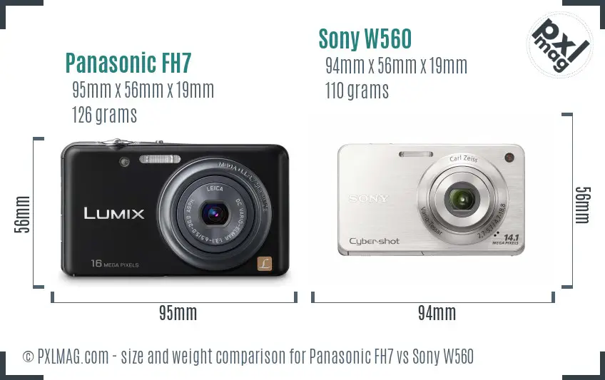 Panasonic FH7 vs Sony W560 size comparison