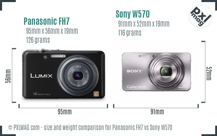 Panasonic FH7 vs Sony W570 size comparison
