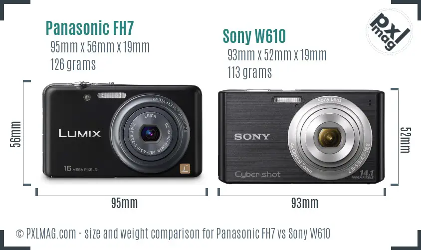 Panasonic FH7 vs Sony W610 size comparison