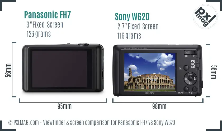 Panasonic FH7 vs Sony W620 Screen and Viewfinder comparison