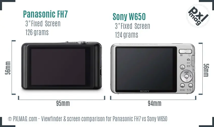 Panasonic FH7 vs Sony W650 Screen and Viewfinder comparison