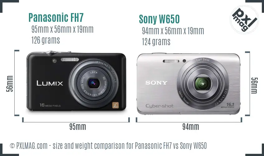 Panasonic FH7 vs Sony W650 size comparison