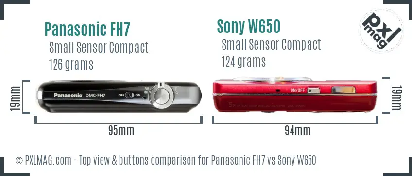 Panasonic FH7 vs Sony W650 top view buttons comparison