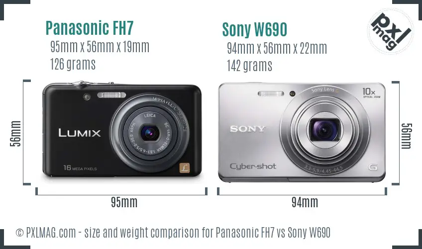Panasonic FH7 vs Sony W690 size comparison