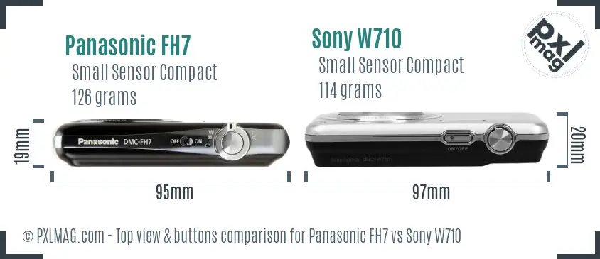 Panasonic FH7 vs Sony W710 top view buttons comparison