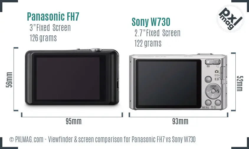 Panasonic FH7 vs Sony W730 Screen and Viewfinder comparison