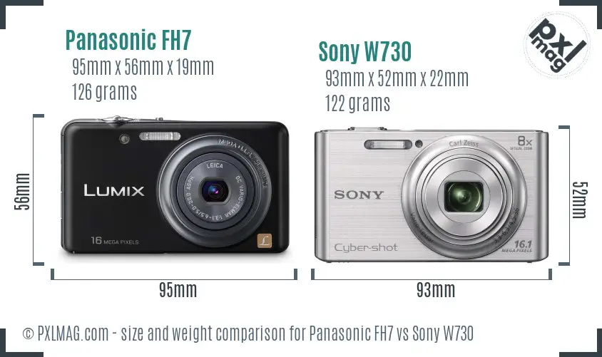 Panasonic FH7 vs Sony W730 size comparison