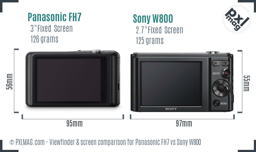 Panasonic FH7 vs Sony W800 Screen and Viewfinder comparison