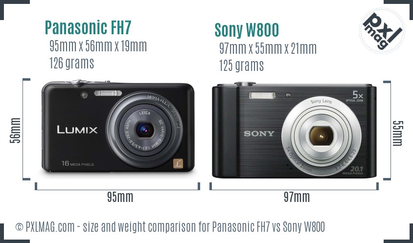 Panasonic FH7 vs Sony W800 size comparison