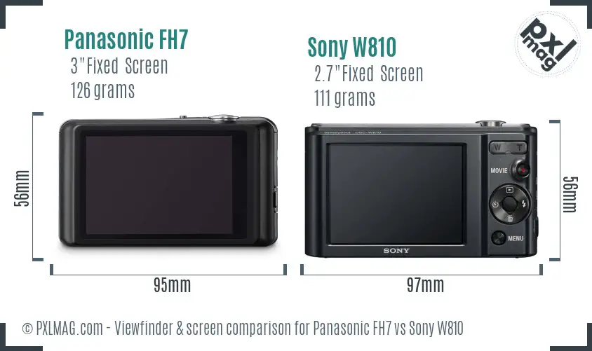 Panasonic FH7 vs Sony W810 Screen and Viewfinder comparison
