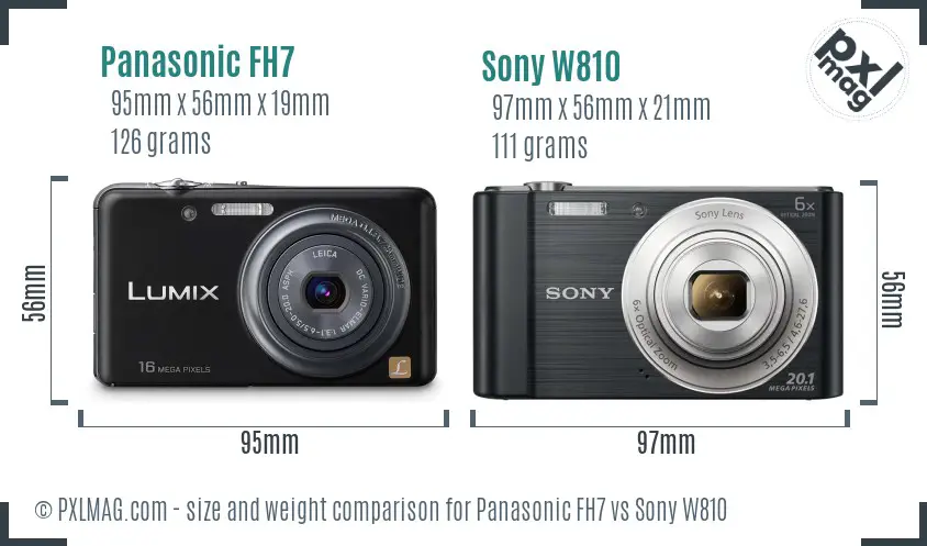 Panasonic FH7 vs Sony W810 size comparison