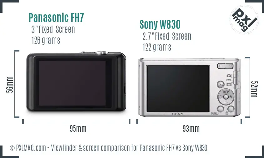 Panasonic FH7 vs Sony W830 Screen and Viewfinder comparison