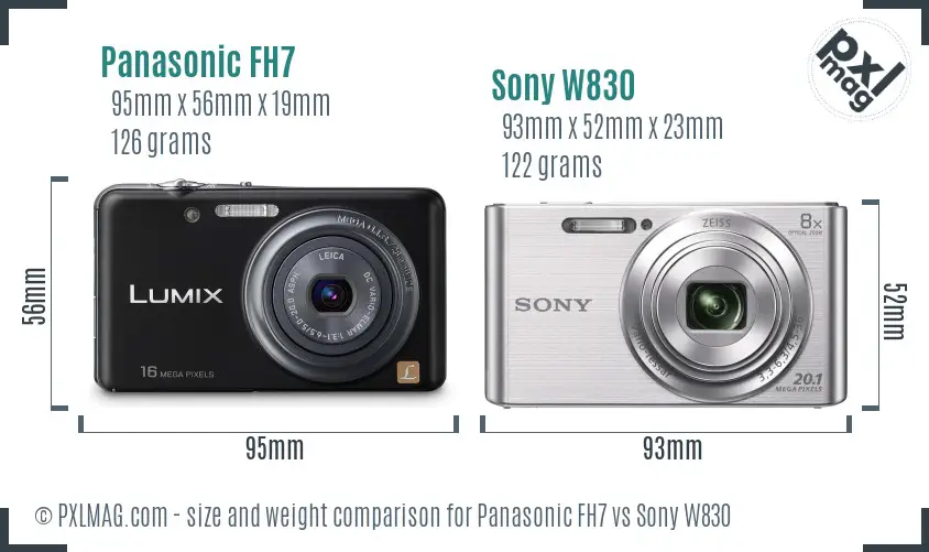 Panasonic FH7 vs Sony W830 size comparison