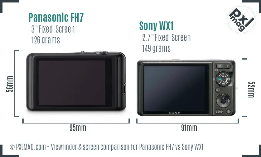 Panasonic FH7 vs Sony WX1 Screen and Viewfinder comparison