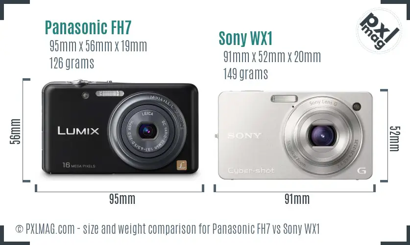 Panasonic FH7 vs Sony WX1 size comparison