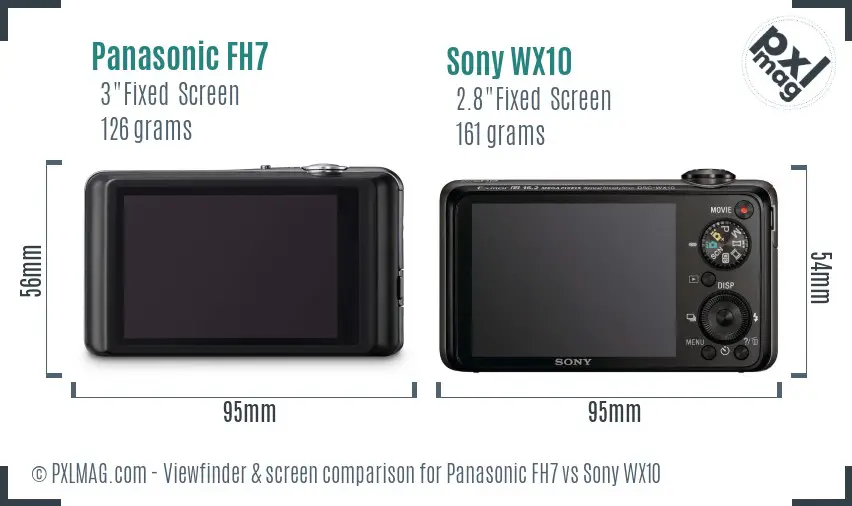 Panasonic FH7 vs Sony WX10 Screen and Viewfinder comparison