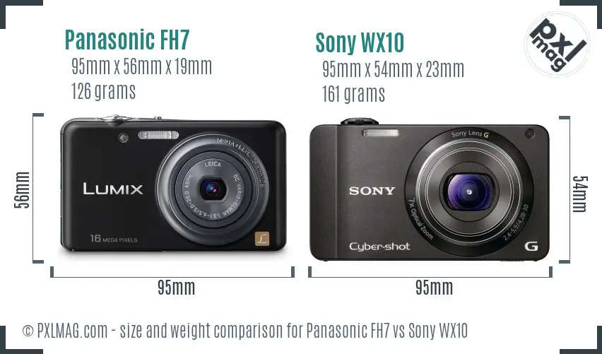 Panasonic FH7 vs Sony WX10 size comparison