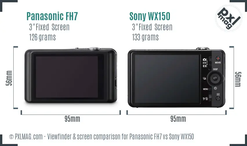 Panasonic FH7 vs Sony WX150 Screen and Viewfinder comparison