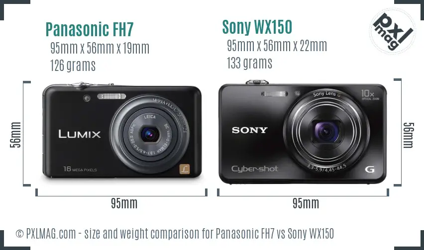 Panasonic FH7 vs Sony WX150 size comparison