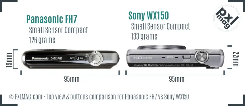 Panasonic FH7 vs Sony WX150 top view buttons comparison