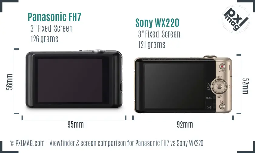 Panasonic FH7 vs Sony WX220 Screen and Viewfinder comparison